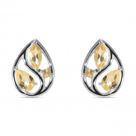 Boucles d oreilles Arbre Vie Argent Citrine Motif Argent 925 rhodié mesurant 12x9mm Chaque boucle est sertie d une pierre ...