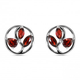 Boucles d oreilles Arbre Vie Argent Grenat Motif Argent 925 rhodié mesurant 10mm diamètre Chaque boucle est sertie d une p...