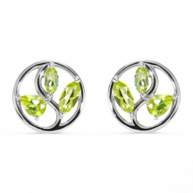 Boucles d oreilles Arbre Vie Argent Péridot Motif Argent 925 rhodié mesurant 10mm diamètre Chaque boucle est sertie d une ...
