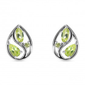 Boucles d oreilles Arbre Vie Argent Péridot Motif Argent 925 rhodié mesurant 12x9mm Chaque boucle est sertie d une pierre ...