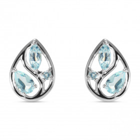 Boucles d'oreilles Arbre de Vie Argent et Topaze bleue traitée. Motif en Argent 925 rhodié mesurant 12x9mm. Chaque boucle ...