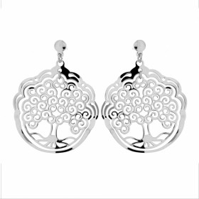 Boucles d oreilles Arbre vie Argent 925 rhodié Longueur : 4,5cm Système fermeture : poussettes