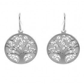 Boucles d oreilles pendantes Argent 925 Motif Arbre vie rond 25mm diamètre Longueur des boucles d oreilles : 4cm