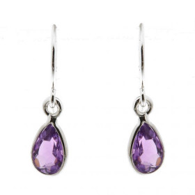  Boucles d oreilles Argent 925 Améthyste pendantes serties pierres forme poires 7x5mm Hauteur : 23mm 
