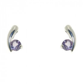 Boucles d oreilles Argent 925 Améthyste serties pierres 3,5mm diamètre Dimensions du motif: 8x5mm 