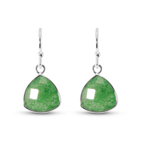  Boucles d oreilles Argent 925 Aventurine Ces boucles d oreilles pendantes sont serties pierres triangulaire taillée dome ...