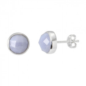 Boucles d oreilles Argent 925 Calcédoine facettée 7mm Puces d oreilles pierres rondes facettées 7mm diamètre Pierres maint...