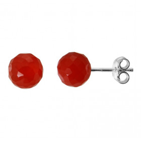 Boucles d oreilles Argent 925 Cornaline Boules Facettées 8mm Boucles d oreilles composées boules Cornaline montées sur tig...