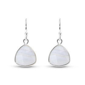  Boucles d oreilles Argent 925 Calcédoine Ces boucles d oreilles pendantes sont serties pierres triangulaire taillée dome ...