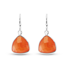 Boucles d oreilles Argent 925 Cornaline Ces boucles d oreilles pendantes sont serties pierres triangulaire taillée dome Le...