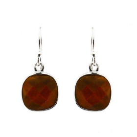 Boucles d oreilles Argent 925 Oeil tigre Ces boucles d oreilles pendantes sont serties pierres taillées coussin Les dimens...
