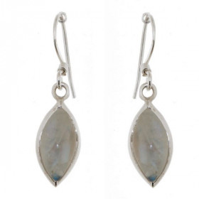 Boucles d oreilles Pendantes Argent 925 Labradorite Pierres taille navette 14x7mm Longueur: 35mm
