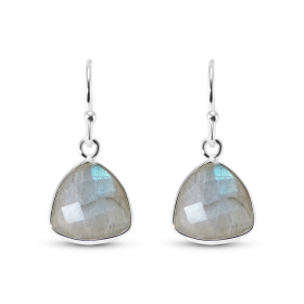 Boucles d oreilles Argent 925 Labradorite Ces boucles d oreilles pendantes sont serties pierres triangulaire taillée dome ...
