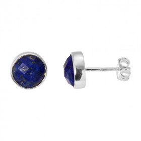 Boucles d'oreilles Argent 925 Lapis lazuli Rond facetté 7mm. Puces d'oreilles avec pierres rondes facettées de 7mm de diam...