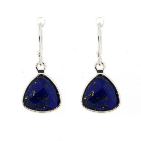 Boucles d oreilles Argent 925 Lapis Lazuli Ces boucles d oreilles pendantes sont serties pierres triangulaire taillée dome...