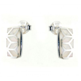 Boucles d'oreilles Argent 925 Nacre Blanche Motif