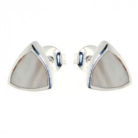 Boucles d'oreilles Argent 925 Nacre Blanche Triangulaire