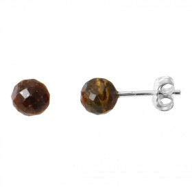 Boucles d oreilles Argent 925 oeil tigre Boules Facettées 6mm Boucles d oreilles composées boules oeil tigre montées sur t...