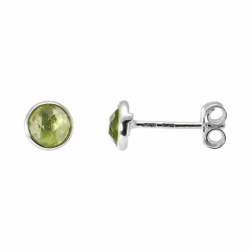 Boucles d'oreilles Argent 925  Péridot Rond facetté 5mm