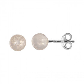 Boucles d'oreilles Argent 925 Quartz Rose Boules Facettées 6mm. Boucles d'oreilles composées de boules en Quartz Rose mont...