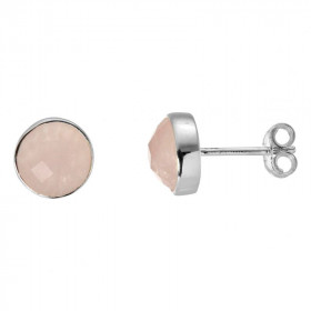 Boucles d'oreilles Argent 925 Quartz Rose Rond facetté 7mm. Puces d'oreilles avec pierres rondes facettées de 7mm de diamè...