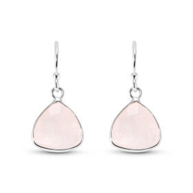  Boucles d oreilles Argent 925 Qurtz Rose Ces boucles d oreilles pendantes sont serties pierres triangulaire taillée dome ...