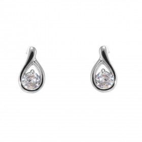 Boucles d oreilles Argent 925 Rhodié Oxyde zirconium Rond 4mm Chaque boucle est sertie d une pierre ronde 4mm diamètre Dim...