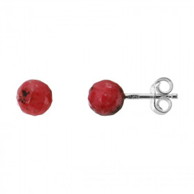 Boucles d'oreilles Argent 925 Rhodonite Boules Facettées 6mm