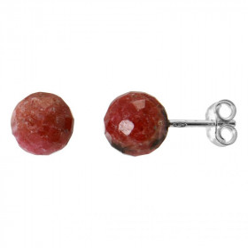 Boucles d'oreilles Argent 925 Rhodonite Boules Facettées 8mm. Boucles d'oreilles composées de boules en Rhodonite montées ...