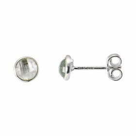 Boucles d oreilles Argent 925 Topaze Bleue Traitée Ronde facettée 5mm Puces d oreilles pierres rondes facettées 5mm diamèt...