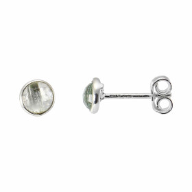 Boucles d'oreilles Argent 925  Topaze Bleue Traitée Ronde facettée 5mm