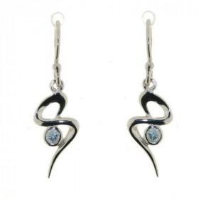 Boucles d oreilles Argent 925 Topaze Bleue serties pierres 6.5mm diamètre Longueur : 20 mm 