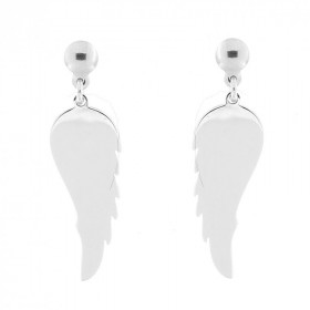 Boucles d'oreilles en argent pendantes motif ailes d'ange. dimension motif : 9x27 mm . Longueur totale : 3,3 cm 