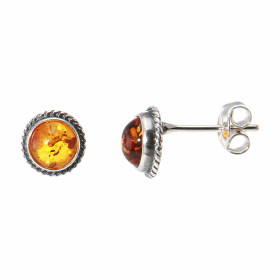 Boucles d oreilles Argent Ambre Dimensions du motif : 8 mm Diamètre pierre : 5,5mm 