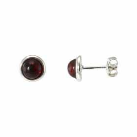 Boucles d oreilles Ambre Argent 925 sertie demi pierres rondes Diamètre du motif : 8 mm Diamètre pierre : 6mm 