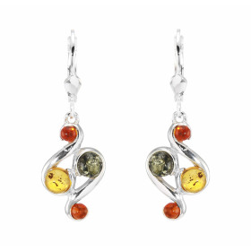 Boucles d'oreilles Argent  Ambre Multicolore