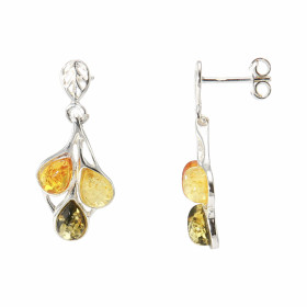 Boucles d'oreilles Argent  Ambre Multicolore