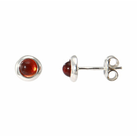 Boucles d'oreilles Argent  Ambre Rond 4mm