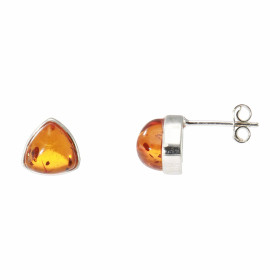 Boucles d oreilles Ambre Argent 925 serties pierres triangulaires 7x7mm Dimensions du motif : 9x9 mm 