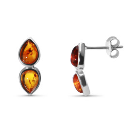 Boucles d oreilles Argent Ambre Dimensions d une boucle (vue face) : 16x6mm Système fermeture : poussettes