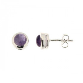 Puces d oreilles argent améthyste taille cabochon 
