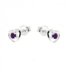 Boucles d oreilles Argent 925 Améthyste Dimensions du motif coeur : 6 x 6 mm Diamètre des pierres : 2.2mm 