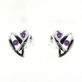Boucles d oreilles Argent 925 Améthyste Dimensions du motif : 11 x 8 mm Diamètre des pierres : 1.5 2 mm 