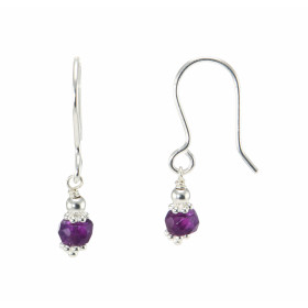 Boucles d oreilles Argent 925 Améthyste pendantes, longueur : 33mm