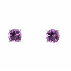  Boucles d oreilles Argent 925 Am&eacute;thyste serties pierres rondes 8mm diam&egrave;tre 