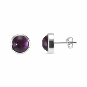 Puces d oreilles Argent Améthyste Ces boucles d oreilles sont serties d Améthystes rondes taillées cabochon Le diamètre de...