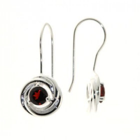 Boucles d oreilles Argent 925 Grenat serties pierres 5mm diamètre Motifs composés d anneaux entrelacés (Diamètre du motif ...