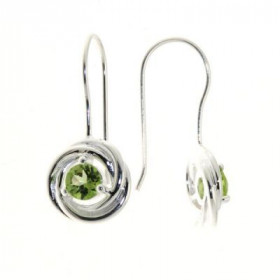 Boucles d oreilles Argent 925 Péridot serties pierres 5mm diamètre Motifs composés d anneaux entrelacés (Diamètre du motif...
