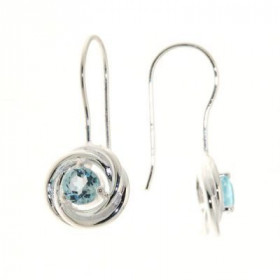 Boucles d oreilles Argent 925 Topaze Bleue Traitée serties pierres 5mm diamètre Motifs composés d anneaux entrelacés (Diam...