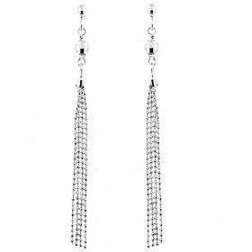 Boucles d oreilles argent boules plusieurs chainettes maille perlée Diamètre boule : 6 mm - Longueur des chainettes : 4,9 ...